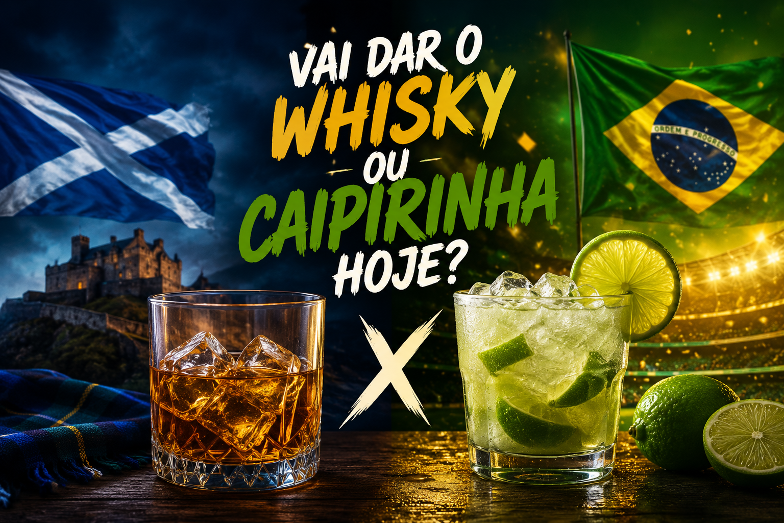 ​Vai dar caipirinha ou uísque? Brasil enfrenta a Escócia em clima de aposta entre amigos
